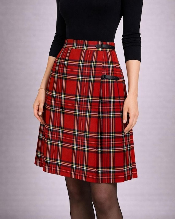 Gonna A Pieghe Plaid Rossa Ocean Plus: Con Fiocchi Di Neve, Vita Elastica, Taglie S-M-L, Per Natale E Feste