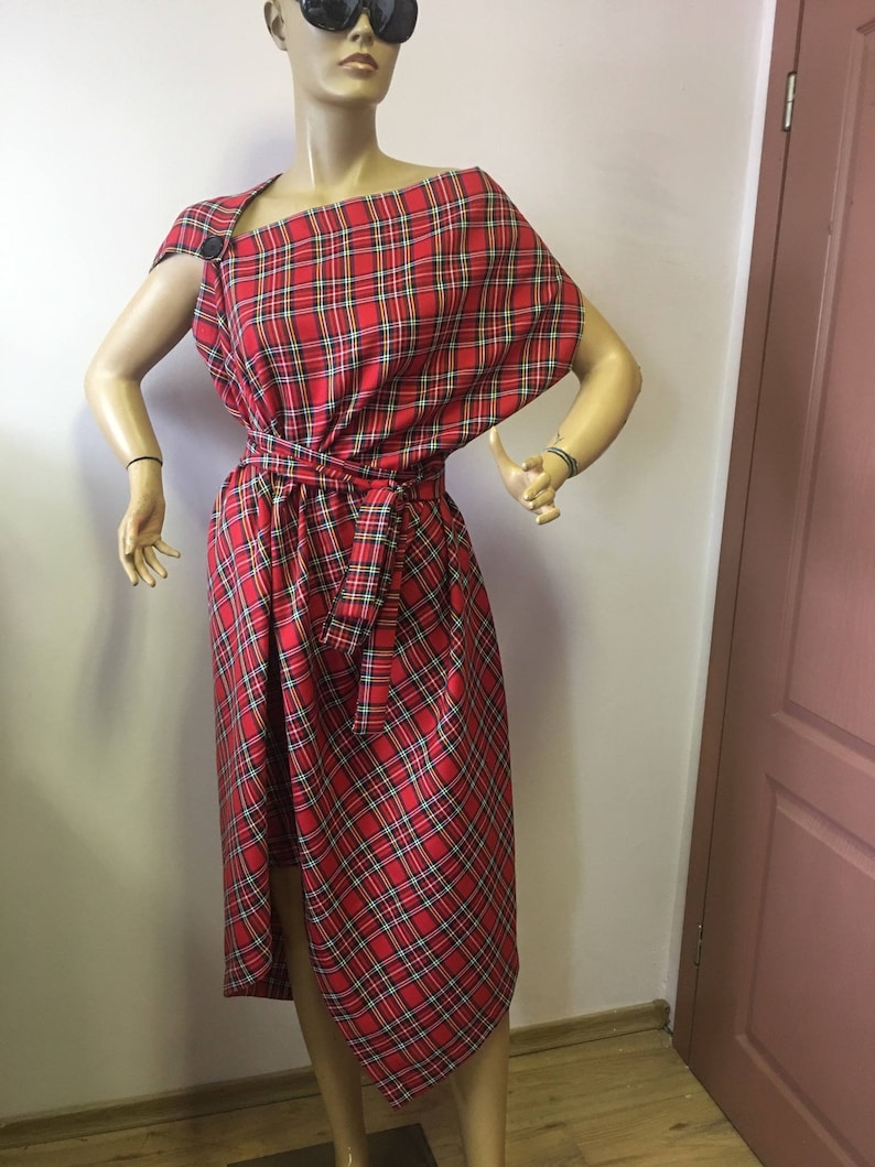 womens red tartan dress