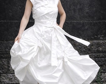 jacquemus asymmetric mini dress When In Rome White Asymmetric Ruffle Midi Dress  Club L London
