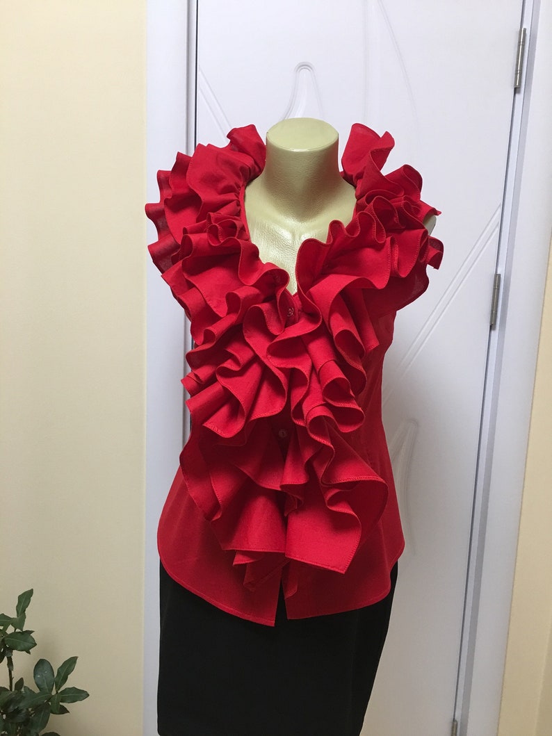 Ruffled Cotton Blend Shirt