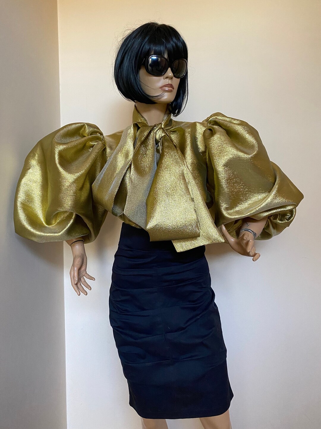 Gold Ss Puff O Neck Blouse Lemon Meringue main image 1