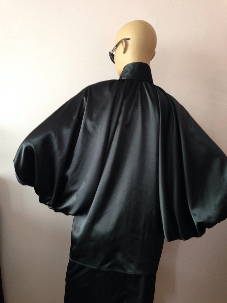 Formal Womens Silk Blouse/ Black Cocktail Satin - Etsy