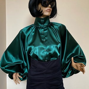 Formal Womens Silk Blouse/ Black Cocktail Satin - Etsy