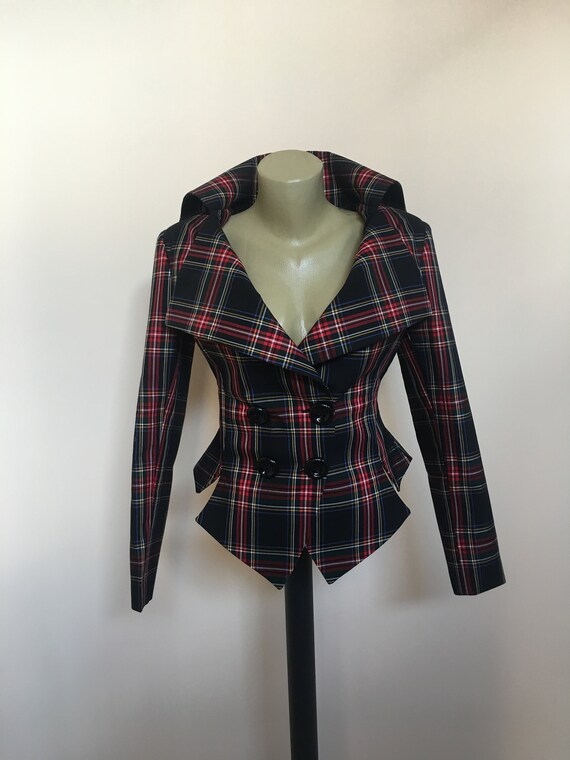 Veste carreaux ecossais femme sale