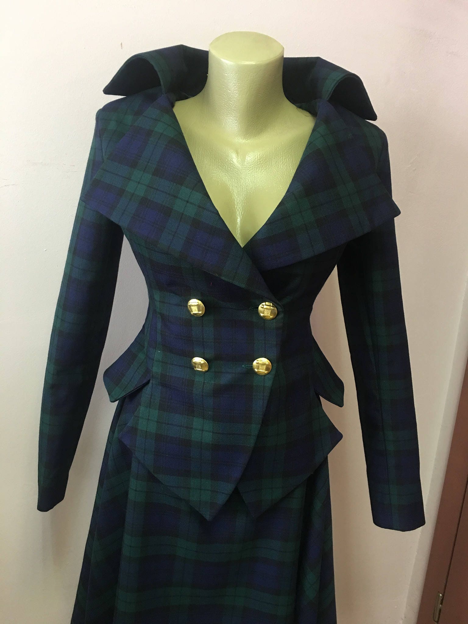 Black Watch Tartan Vintage Tartan Tailored Suit womens Plaid