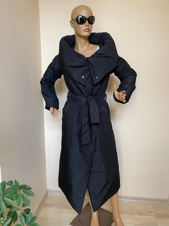 Down coat hot sale with wrap collar