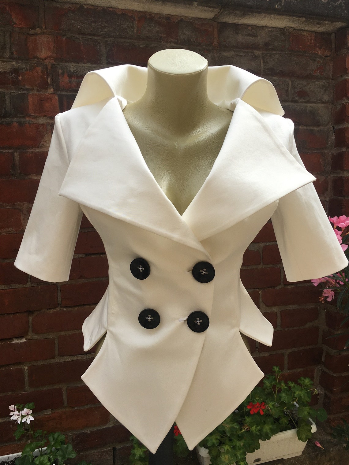 Women's Red White Jacket Fitted Short Sleeve Blazer - Etsy