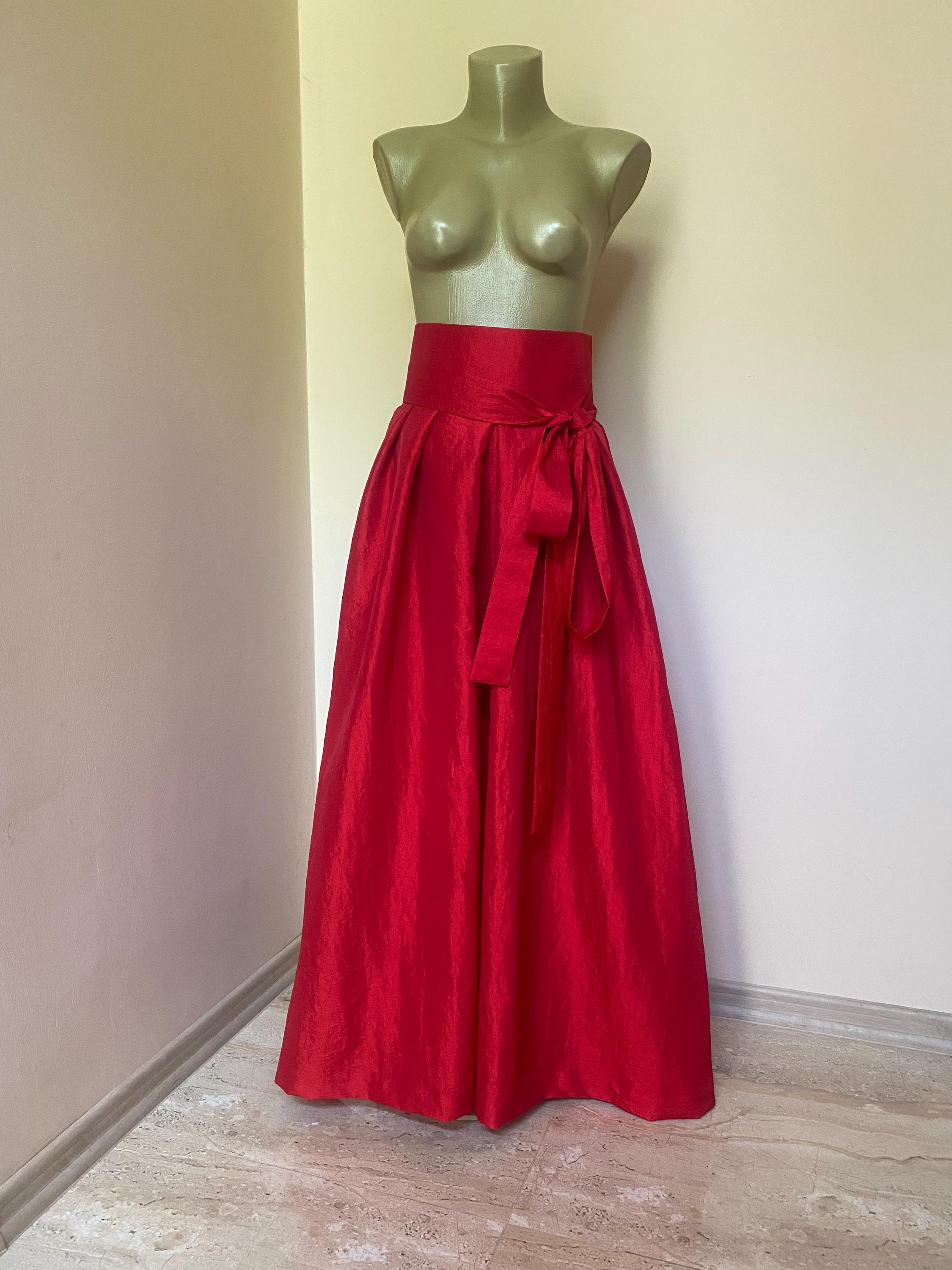 Grey Silver Maxi Long Crispy Taffeta Skirt With High Waist and Side Pockets A Line Floor Length Taffeta Skirt Red Taffeta Skirt Etsy