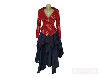 Veste rouge à sequins, veste courte ajustée à sequins irisés de luxe pour femme, veste de mariage, veste à sequins scintillants, veste Saint-Valentin