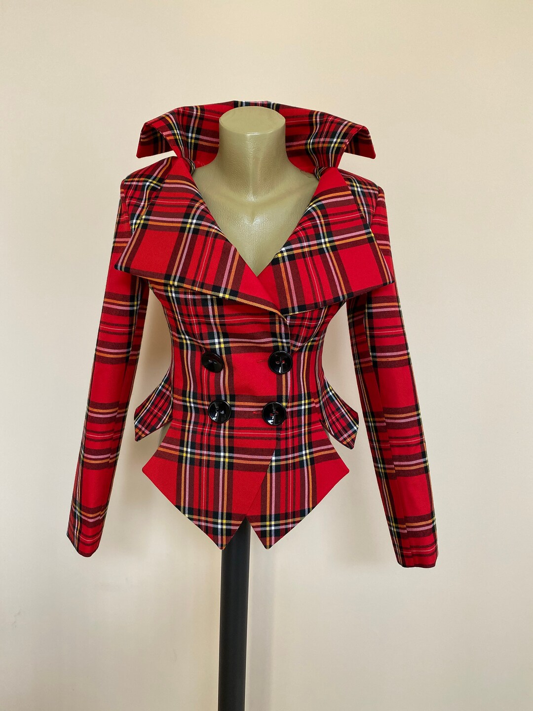 Buy Red Tartan Plaid Jacket,tailored Jacket Blazer, Steampunk Gothic Punk  Grunge Jacket Red Royal Stewart Scottish Tartan Plaid Kilt Jacket  Online