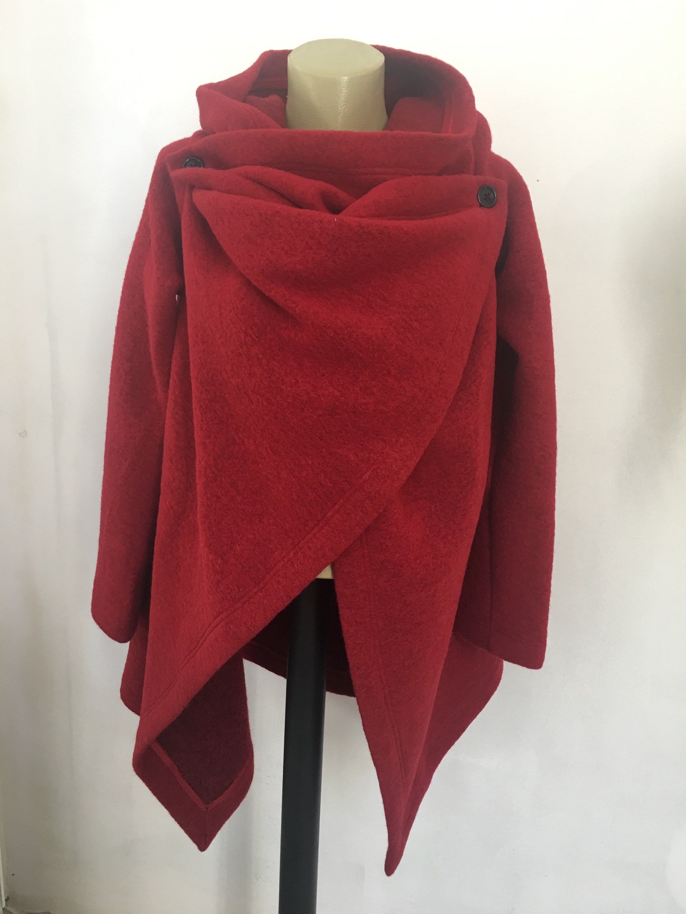 Red Square Blanket Wrap Coat Cardigan/ Cowl Neck | Etsy