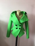 Fitted Green Polycotton Blazer: Steampunk Goth Party Jacket