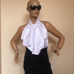 White Formal Womens satin blouse/ Cocktail satin blouse, Satin Bow Blouse,Shirt, Womens white sleeveless satin top