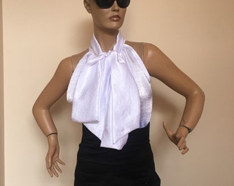 White Formal Womens silk blouse/ Cocktail satin blouse, Satin Bow Blouse,Shirt, Womens white sleeveless satin top