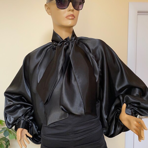 'Satin Bow' blouse Shirt, blouse