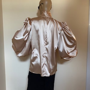 Formal Rose Gold Satin Blouse With Victorian Collar and Puffy - Etsy