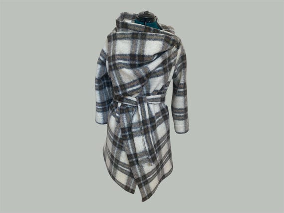 Wool Wrap Square Plaid Coat Cardigan Etsy UK