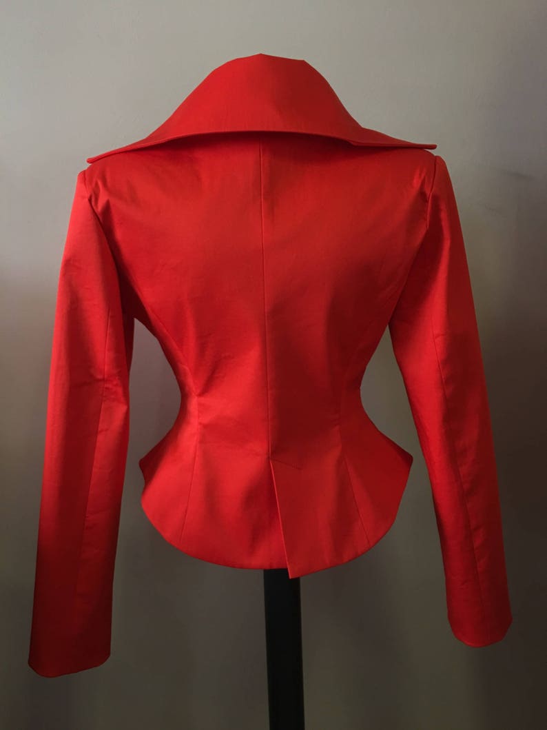 Women's Red Jacket Fitted Spring Blazer Cotton Tailored - Etsy UK