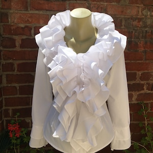 White Cotton Ruffled Women's Romantic Pirate Shirt - Perfect for Weddings, Festivals, and Renaissance Fairs