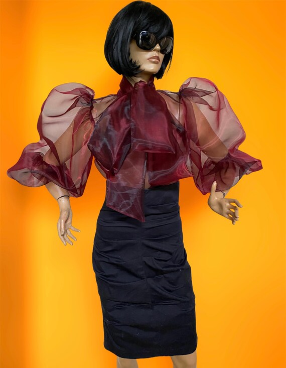sheer pussybow blouse