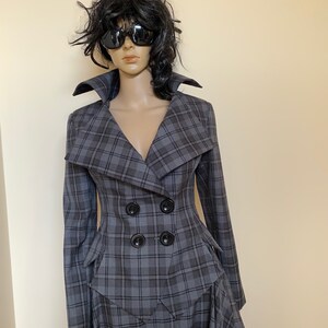 Grey Gray Tartan Checked Tailored Suit /womens Plaid Jacket// - Etsy