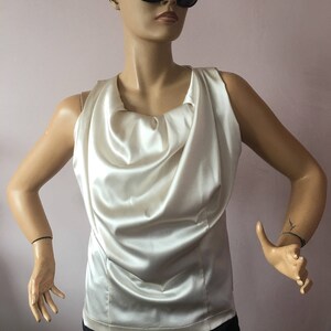 WHITE DRAPPED SATIN BLOUSE