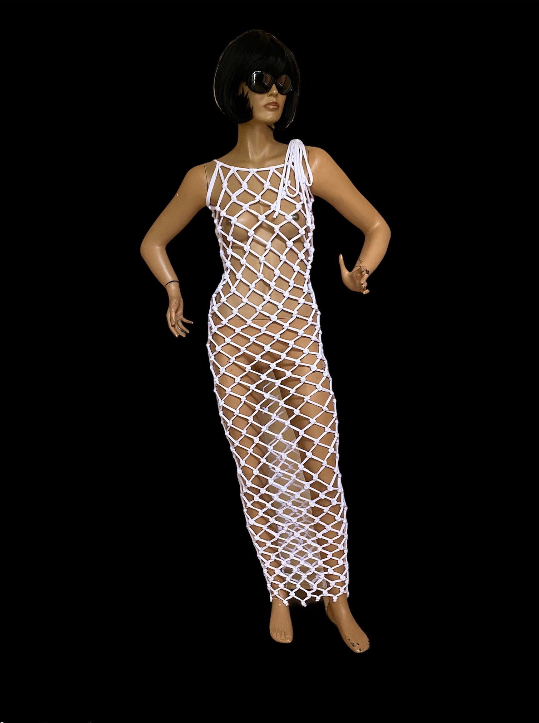 White Fishnet Mesh Top,fishnet Dress,netted Women Tops ,go Go