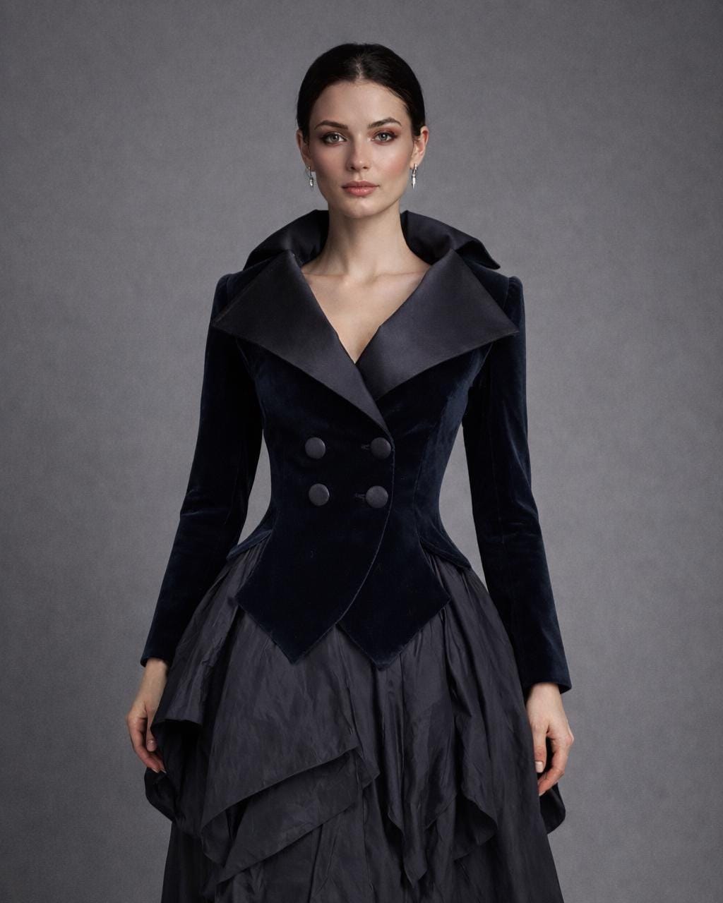 Black Velvet Jacket Women, Cotton Velvet Blazer, Satin Lapel Jacket, Gothic Victorian Jacket, Elegant Evening Blazer, Tailored Formal Coat