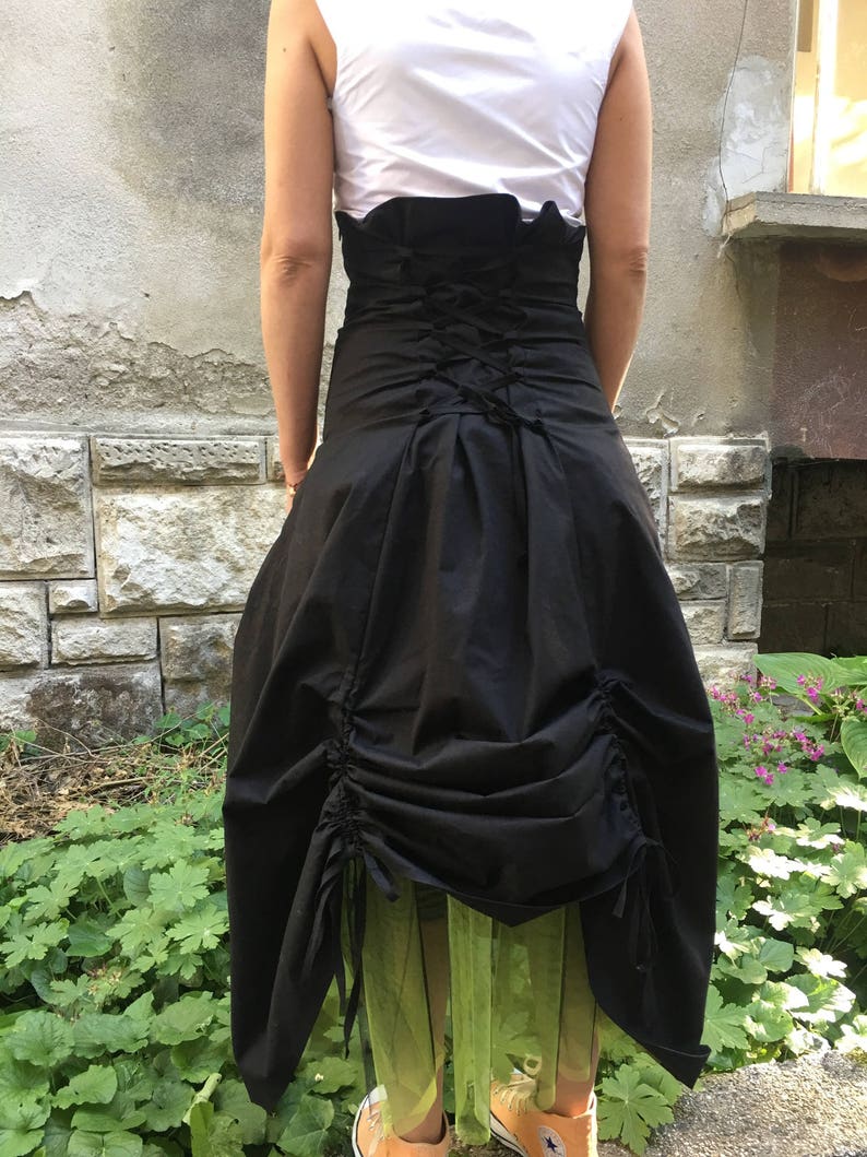 Steampunk Cotton Skirt Goth Skirt Gothic Clothingblack High - Etsy