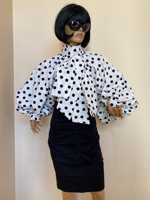 polka dot bow blouse