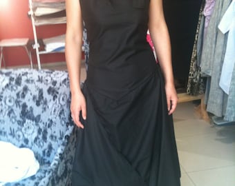 Black dress, Taffeta dress, Cocktail dress, Bridesmaid dress, Steampunk dress, Black prom dress, Party dress, One shoulder dress,