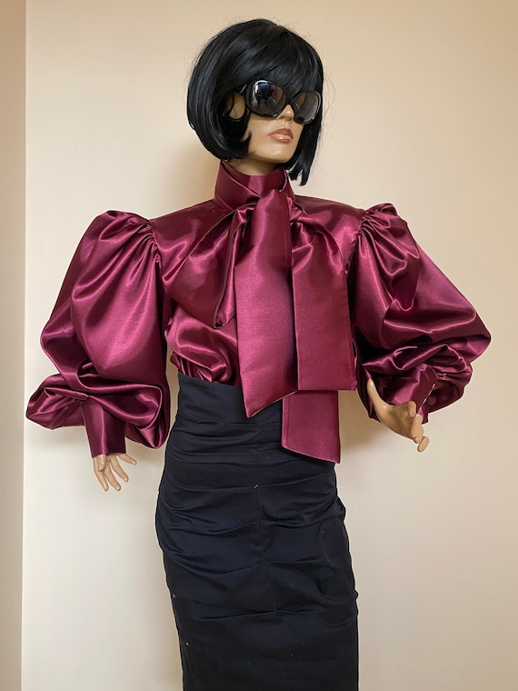 burgundy satin blouse