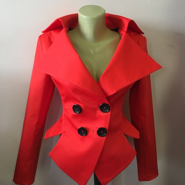 Veste rouge femmes, équipé printemps Blazer, Blazer sur mesure coton, Steampunk noir veste, Blazer Goth, noir partie veste