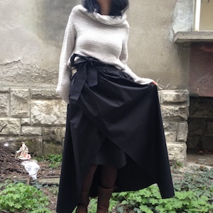 Black Maxi Taffeta Skirt/Long Skirt With High Waist/Full lenght skirt/Steampunk skirt