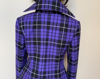 Purple plaid skirt jacket set hotsell