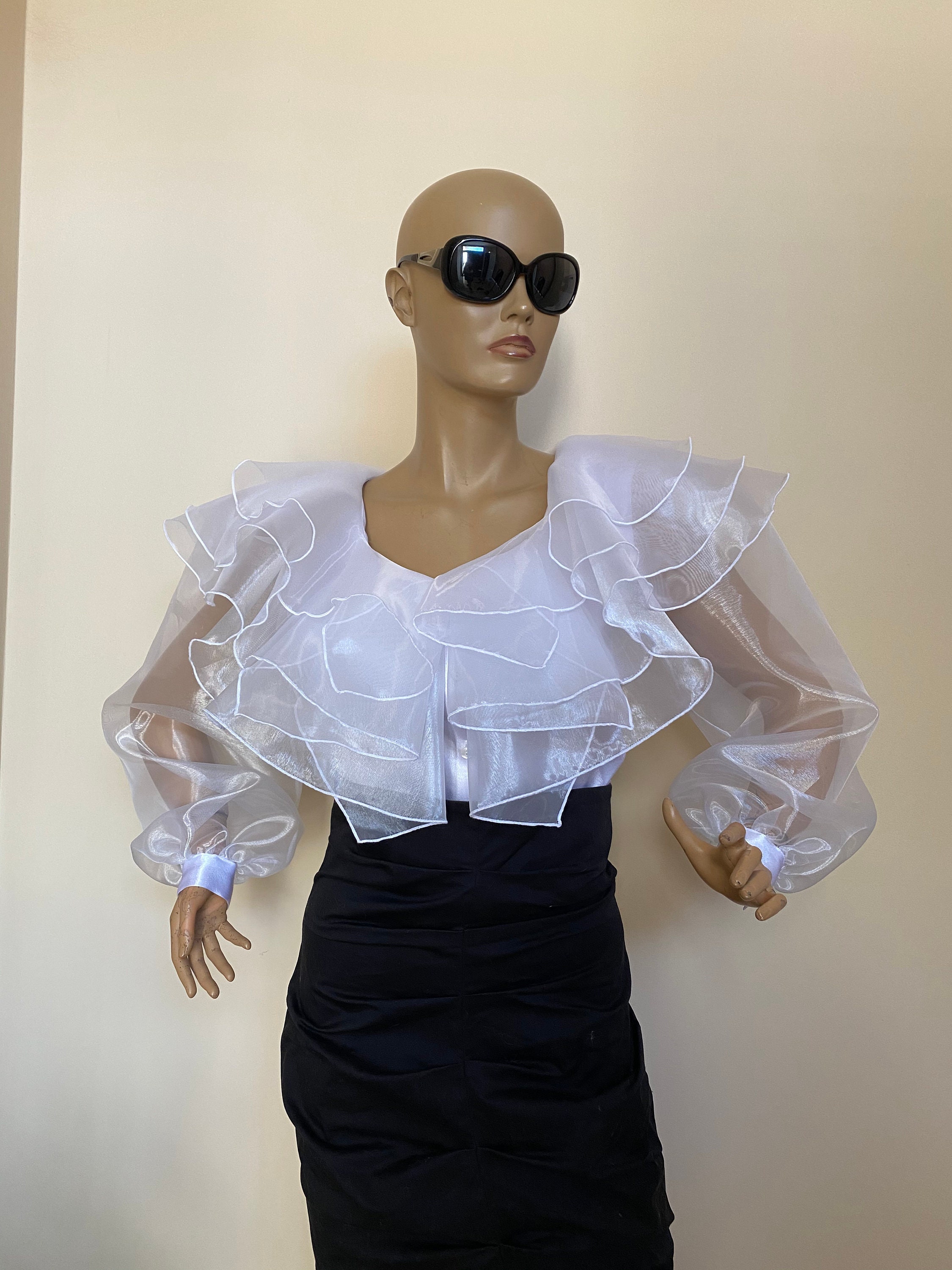 White Organza Polka Dot Blouse - CURATORZ