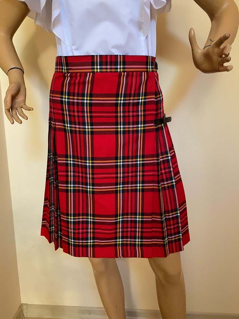 Red Royal Stewart Tartan Skirt Tartan Plaid Pleated Wrap Etsy