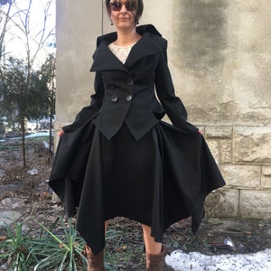 Women&#39;s Black Suit, Fitted Blazer, Black Tailored Suit,Steampunk Black Jacket,Goth Blazer,Black party Jacket