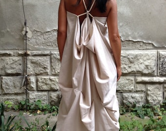 Linen summer asymmetrical draped lagenlook beach kaftan/ Oversized womens top/Plus size dress/ Long Comfortable Dress