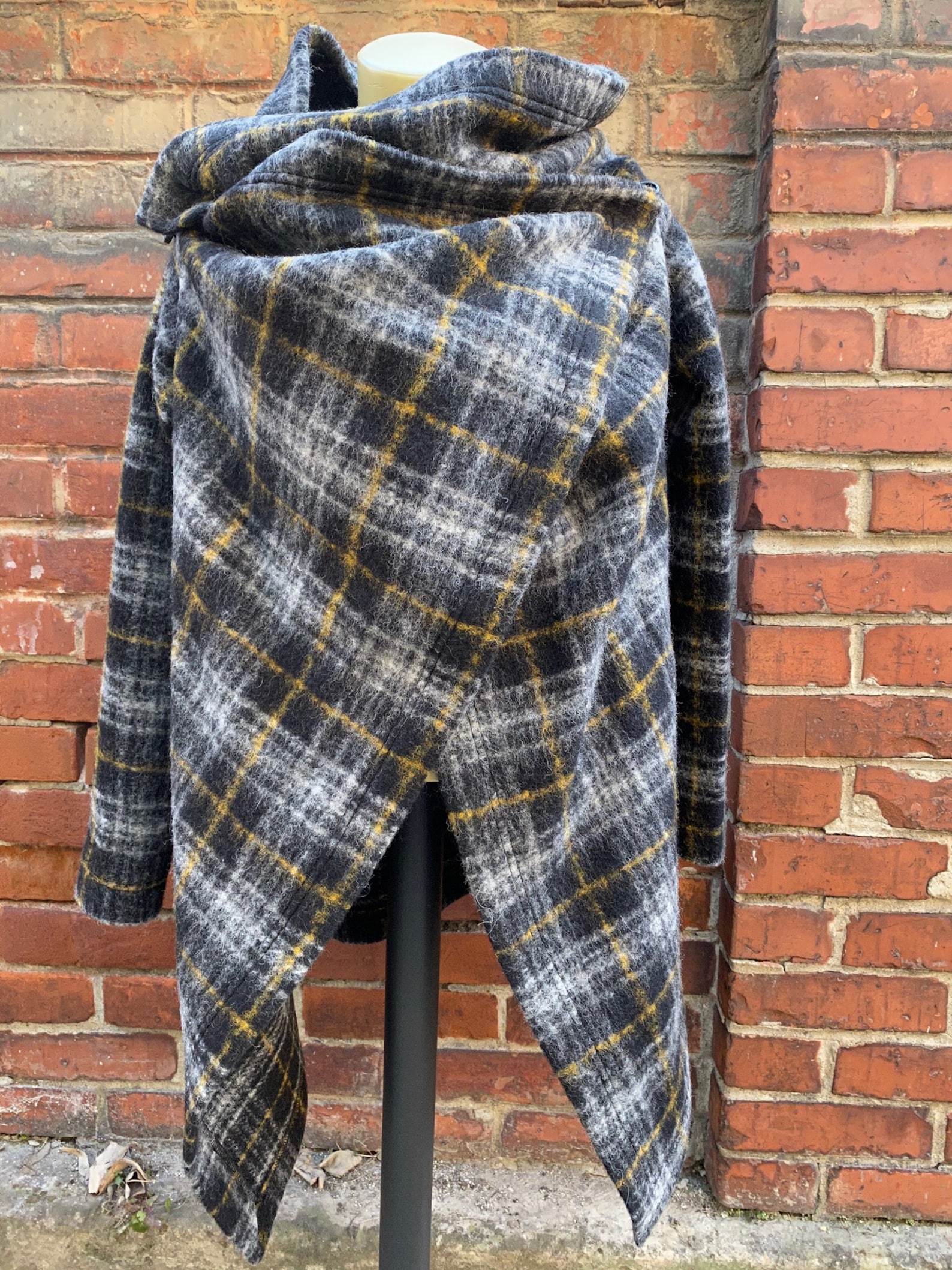 Blanket Wrap Coat Square Coat Wool Wrapped Coat Black Etsy