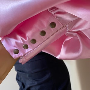 Formal Baby Pink Satin Blouse With Victorian Collar Bow Tie - Etsy