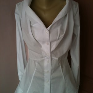 Cotton Cowl Neck Shirt/Womens white blouse/Long sleeve cotton blouse/Casual blouse