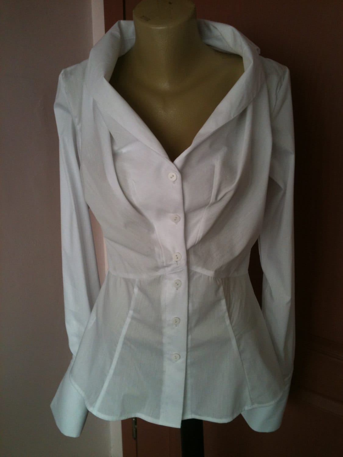Cotton Cowl Neck Shirt/womens White 