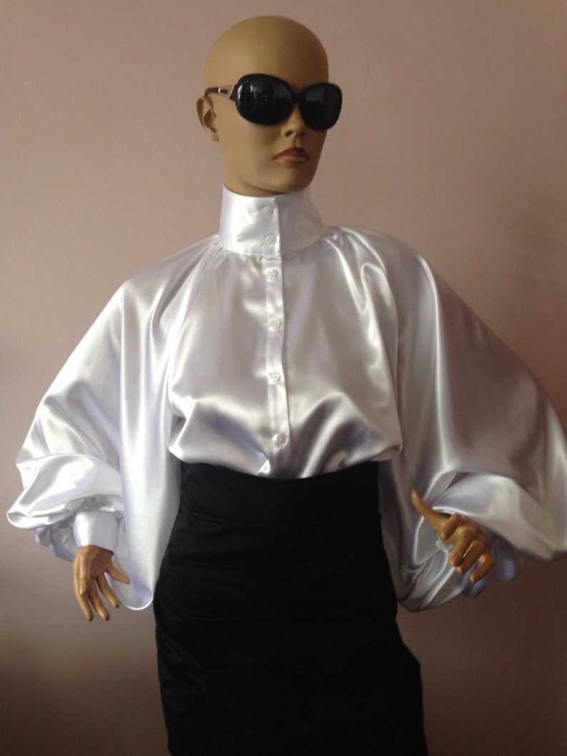 Formal Womens Silk Blouse/ Black Cocktail Satin - Etsy