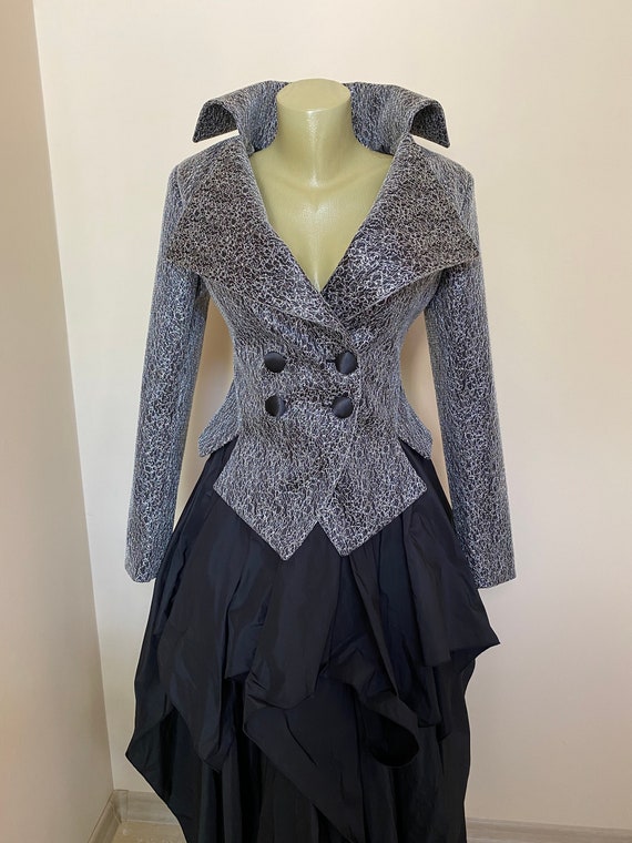 Formal Silver lace spider web jacket, Silver steampunk wedding blazer, Size Small Formal Silver lace spider web jacket, Silver steampunk wedding blazer, Size Small