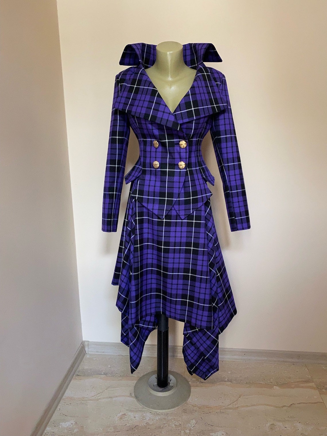 Purple Plaid Tartan Women's Hoodie