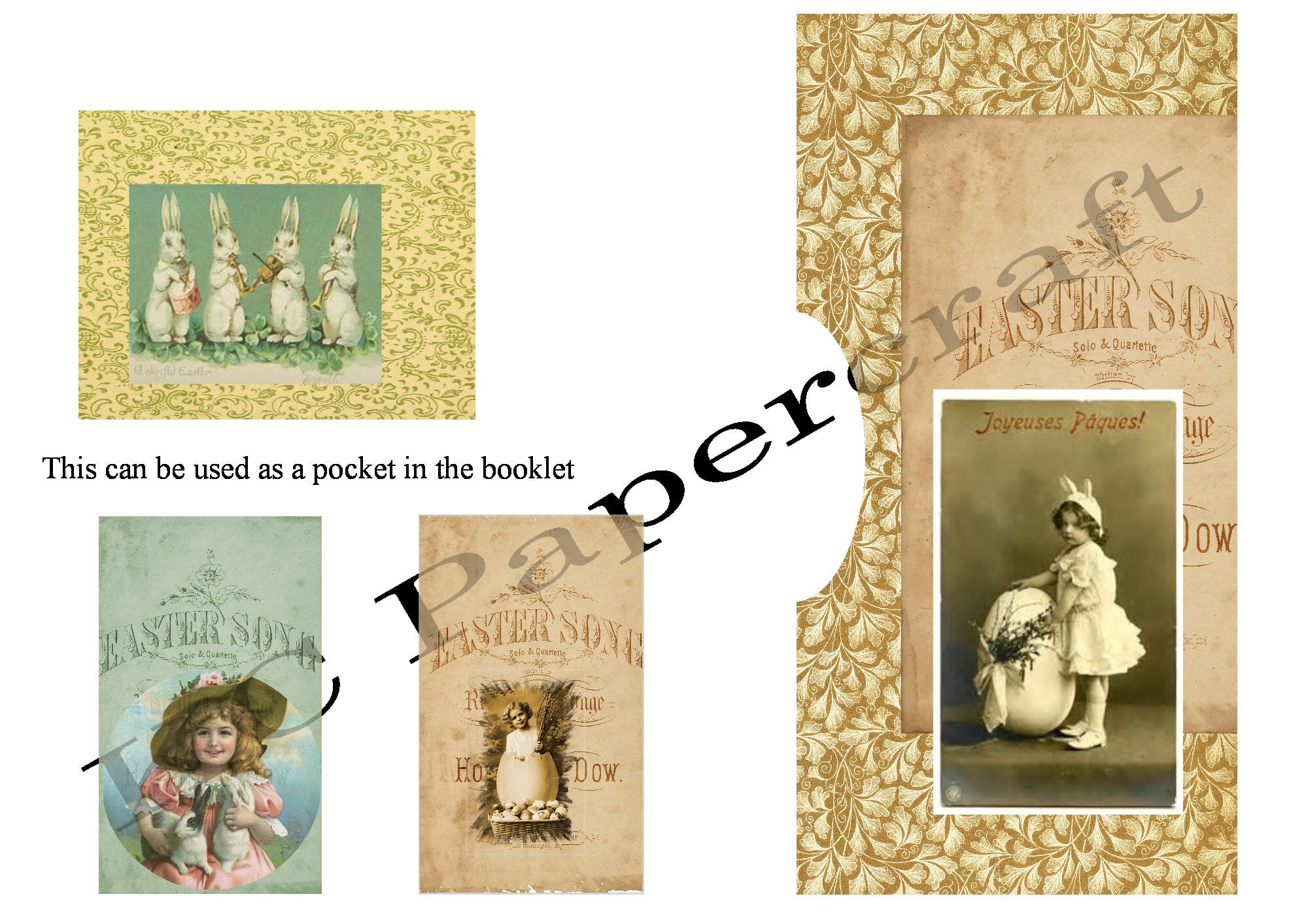 Easter Pack of Ephemera Digital Download Tags Pockets - Etsy