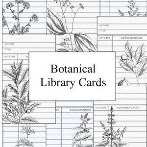 Botanical Library Cards, Digital Download for Journaling, Junk Journals , Ephemera