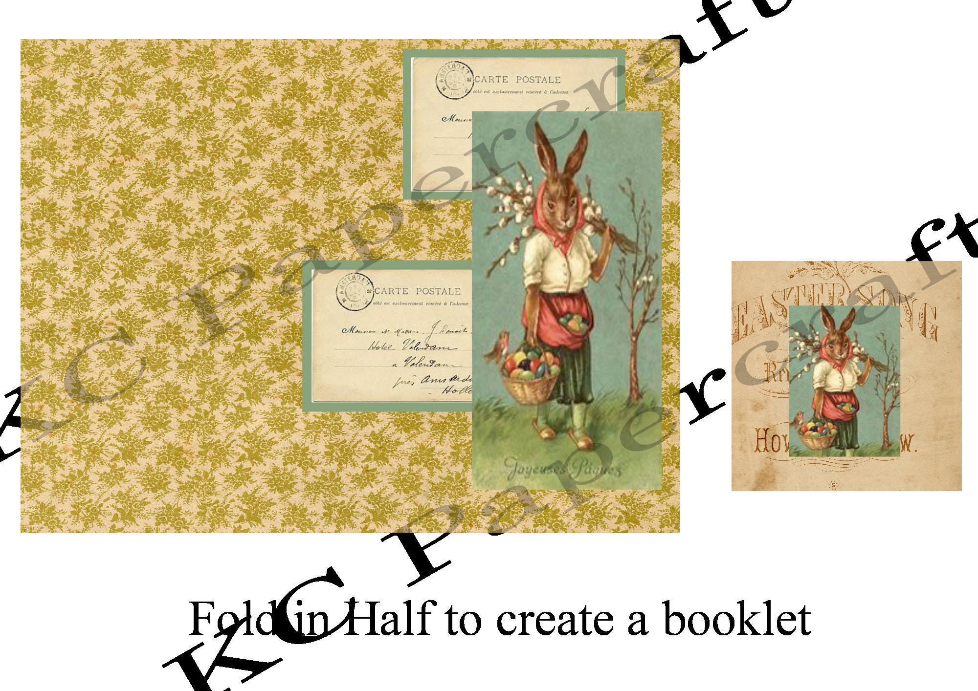 Easter Pack of Ephemera Digital Download Tags Pockets - Etsy