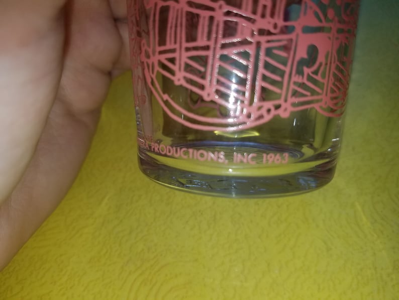 Vintage 1963 Hanna Barbera Productions Inc The Flinstones Pebbles Baby Sitter/'s Pink and Clear Juice Glass